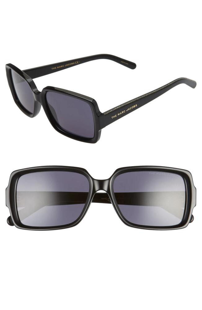 The Marc Jacobs 56mm Rectangle Sunglasses in Black/Grey Blue Cover