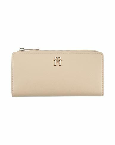 Tommy Hilfiger Woman Wallet Beige Polyester, Polyurethane Cover