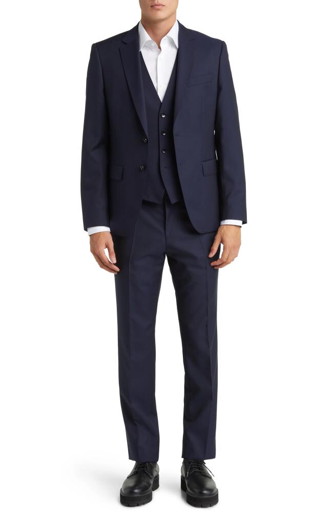 BOSS Huge Wool 3-Piece Suit in Dark Blue Cover