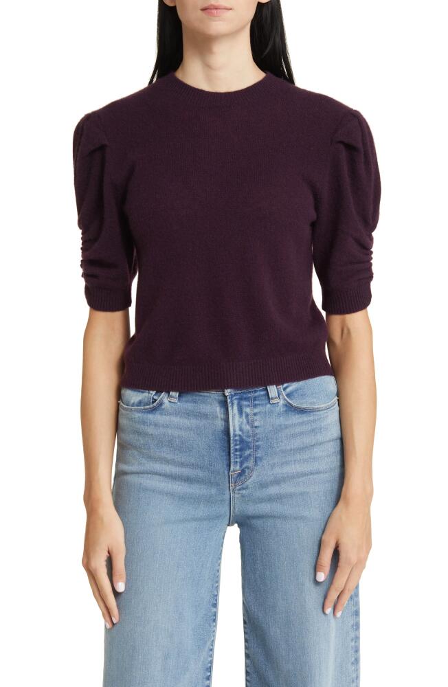 FRAME Ruched Sleeve Recycled Cashmere & Wool Sweater in Plum Cover