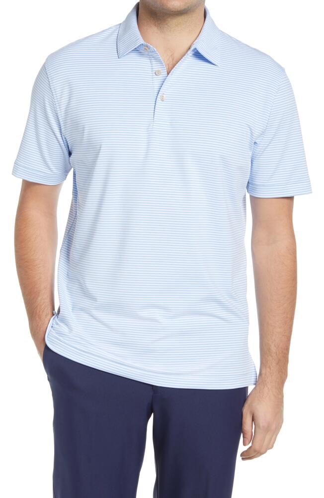 Peter Millar Hales Stripe Short Sleeve Performance Polo in Cottage Blue Cover