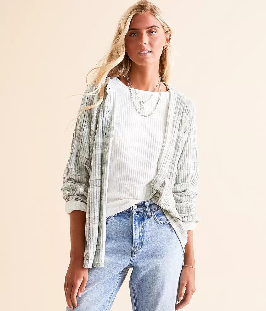 Modish Rebel Plaid Brushed Knit Shirt Cover