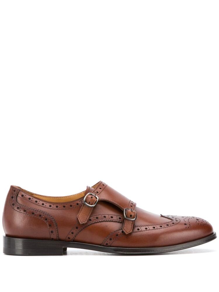 Scarosso Kate leather monk shoes - Brown Cover