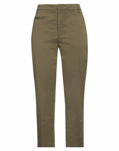 Dondup Woman Pants Military green Cotton, Elastane Cover