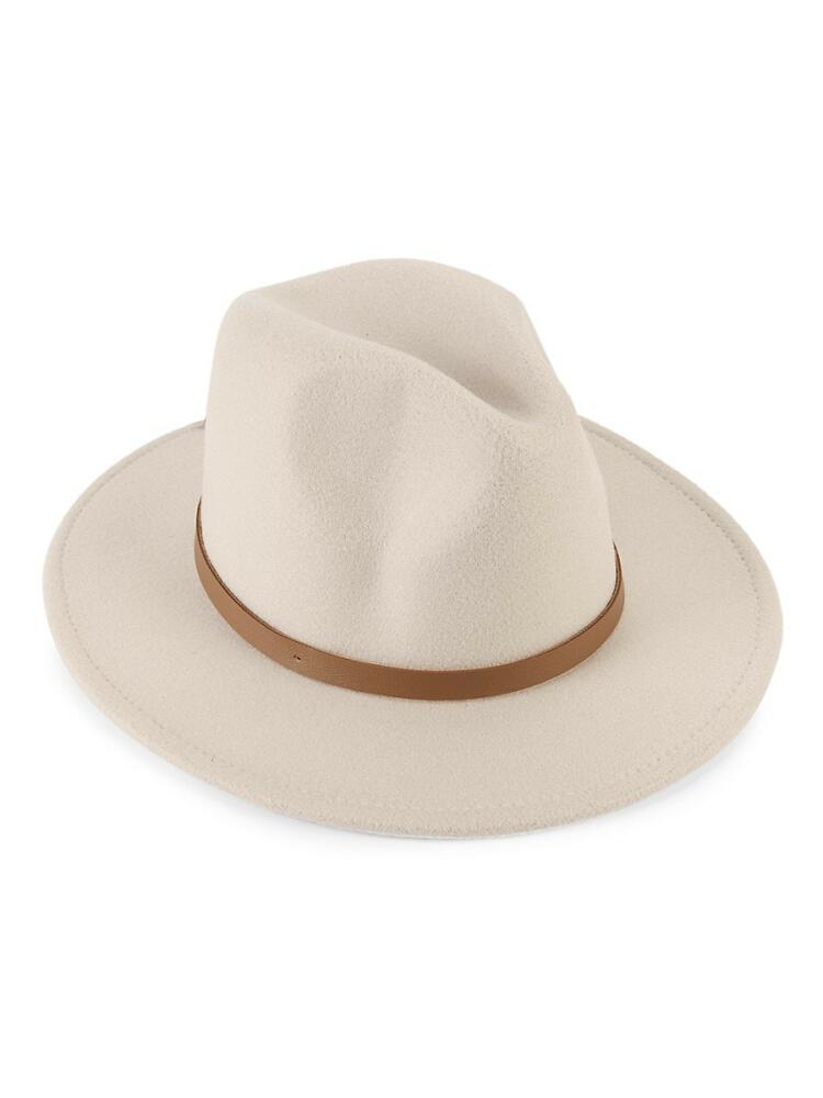 MARCUS ADLER Women's Leather-Trim Panama Hat - Bone Cover