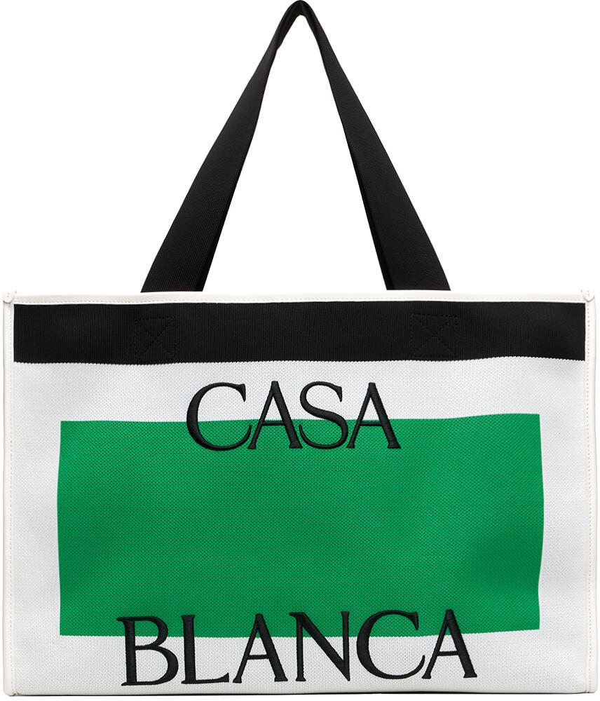 Casablanca White & Green Knitted Shopper Tote Cover