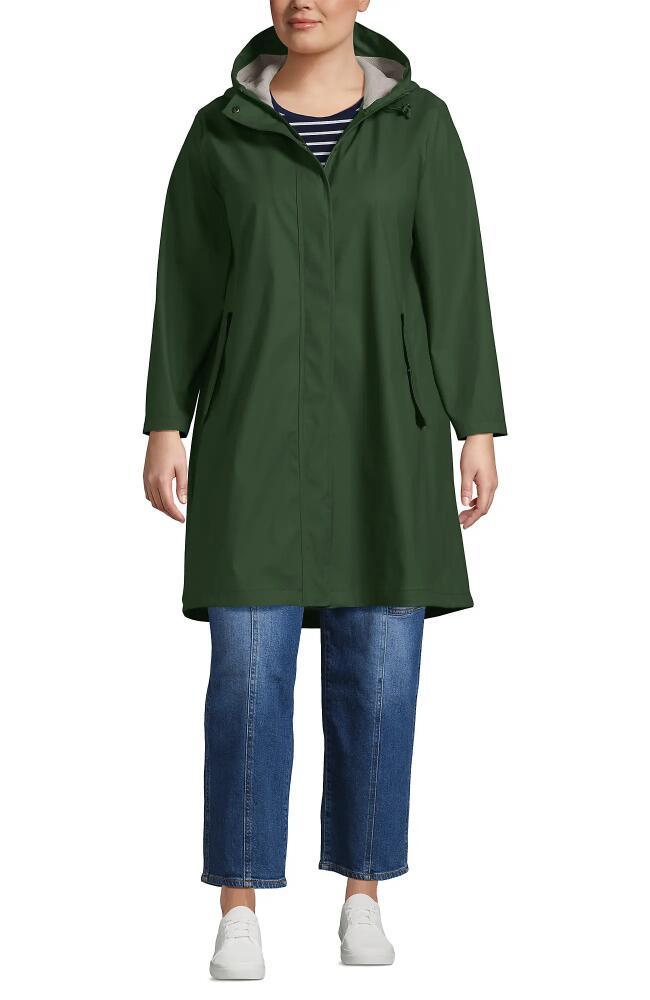 Lands' End Plus Size Squall Rain Slicker Coat in Estate Green Cover