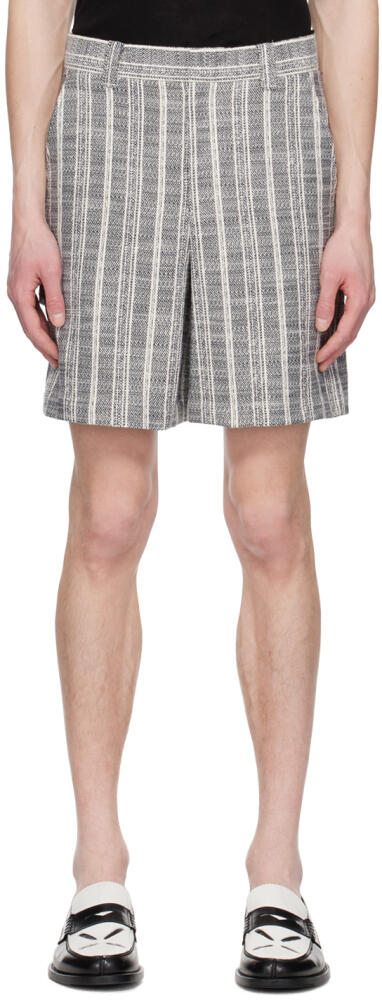 System Off-White & Navy Stripe Shorts Cover