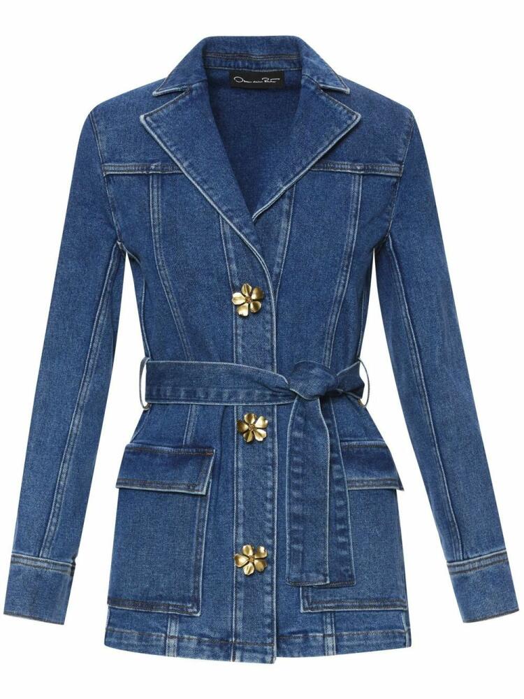 Oscar de la Renta tie-up denim jacket - Blue Cover