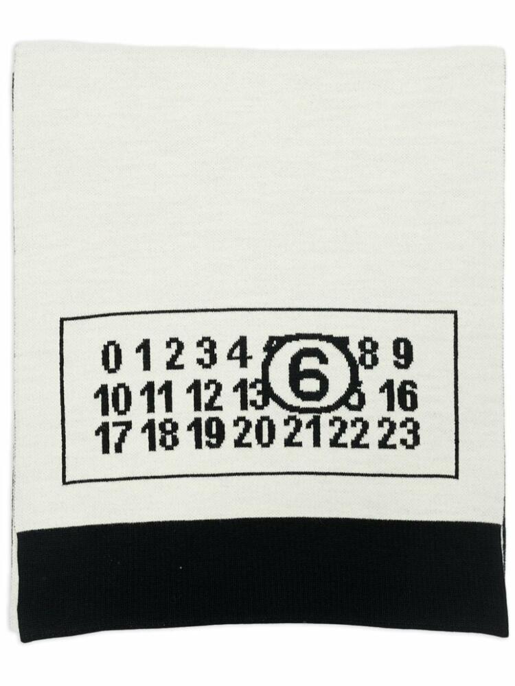 MM6 Maison Margiela logo-print wool-blend scarf - Black Cover