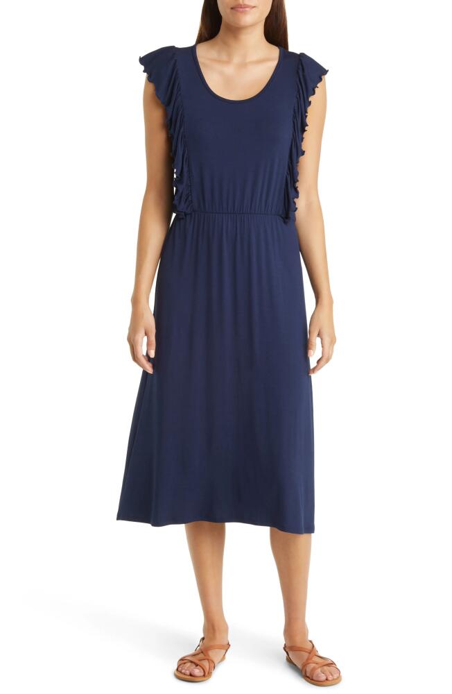 Loveappella Ruffle Cap Sleeve Jersey Dress in Navy Cover