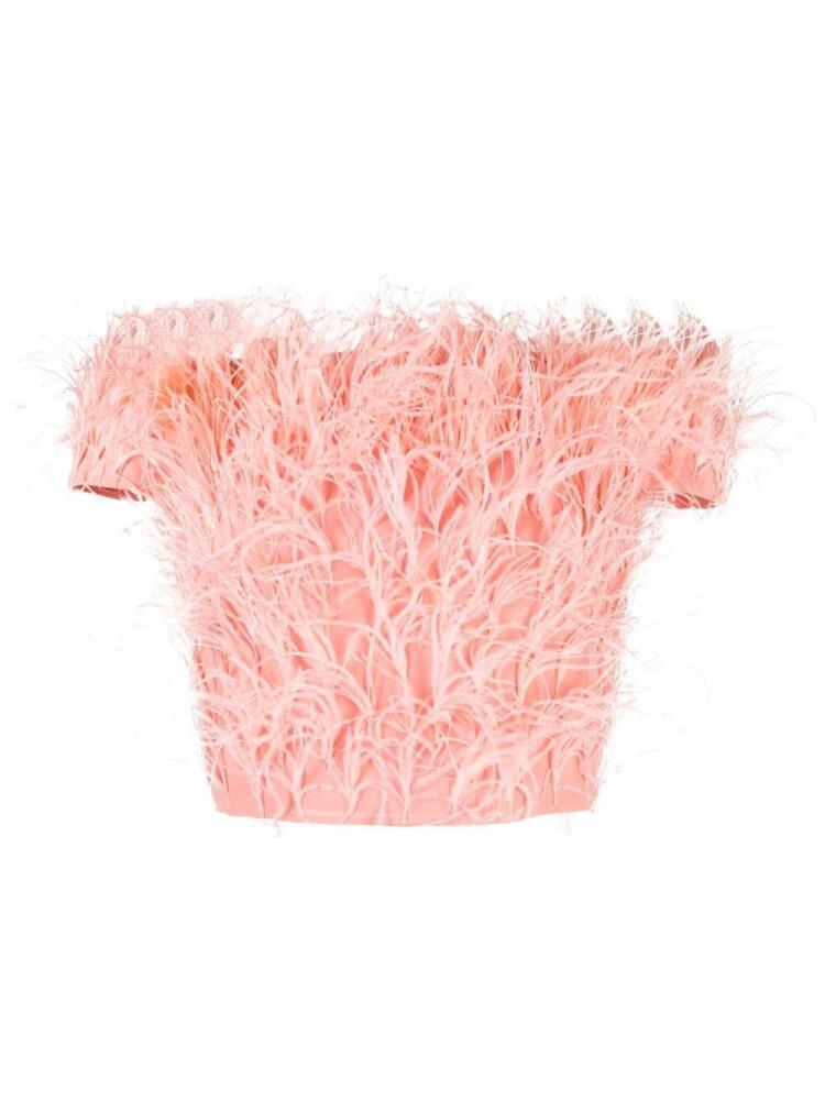 Cult Gaia feather-detail crop top - Pink Cover