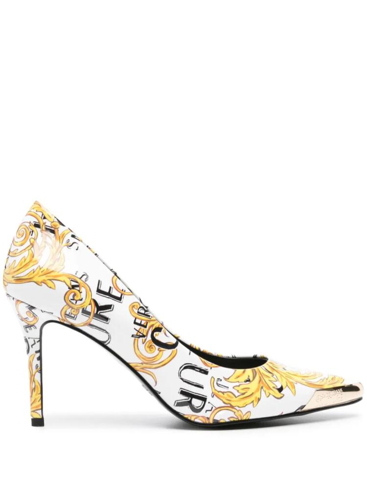 Versace Jeans Couture Scarlett Barocco-print pumps - White Cover