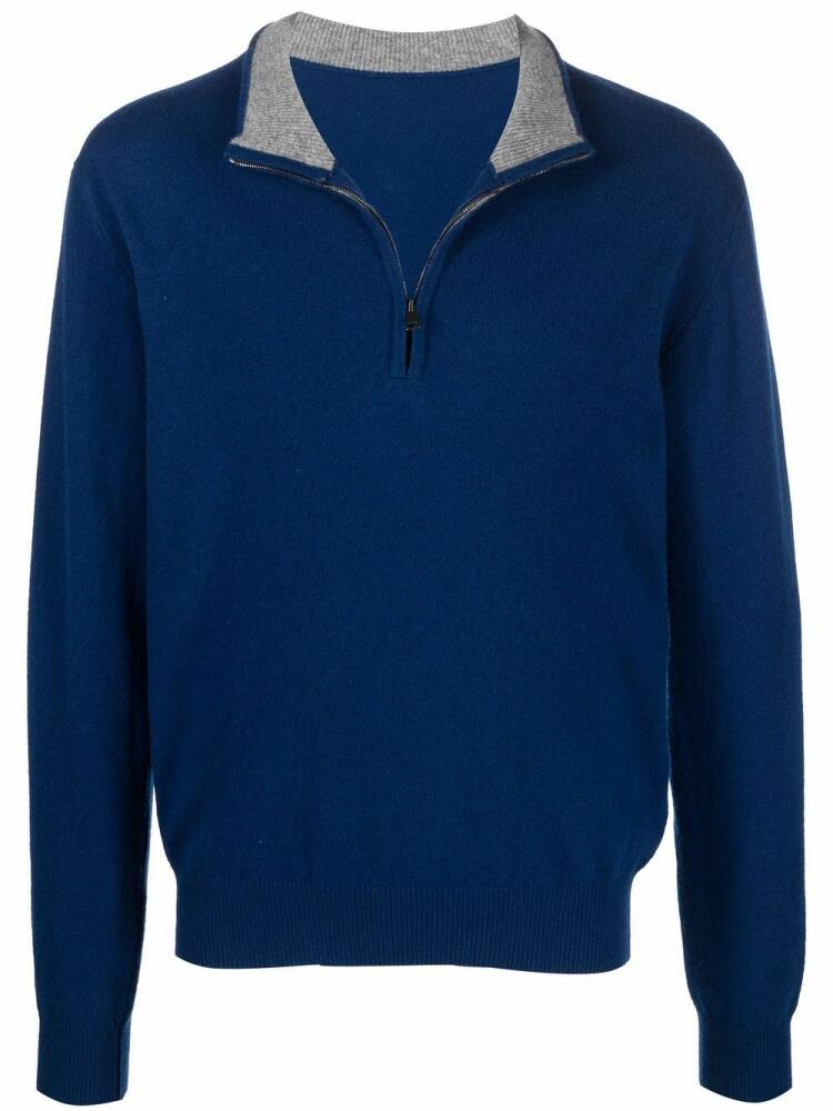 Mackintosh In and Out quarter-zip wool jumper - Blue Cover