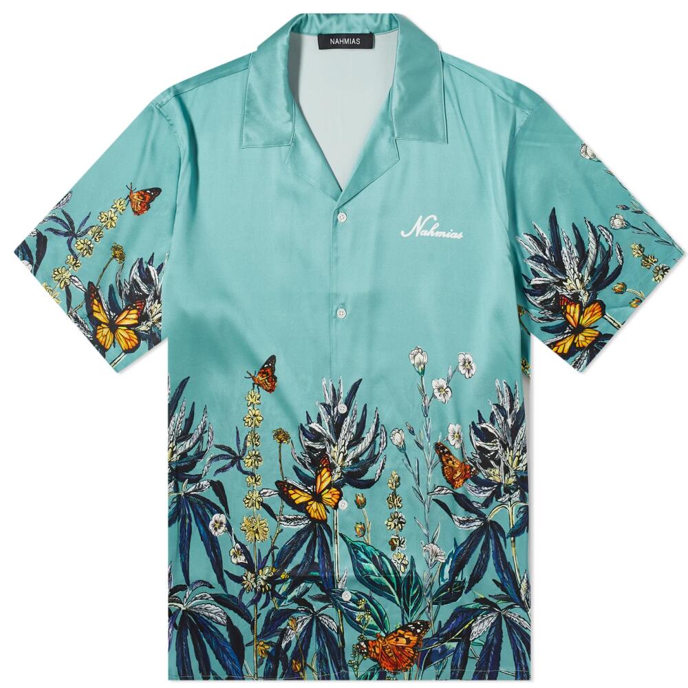 Nahmias Men's Botanical Silk Vacation Shirt in Ocean Botanical Cover