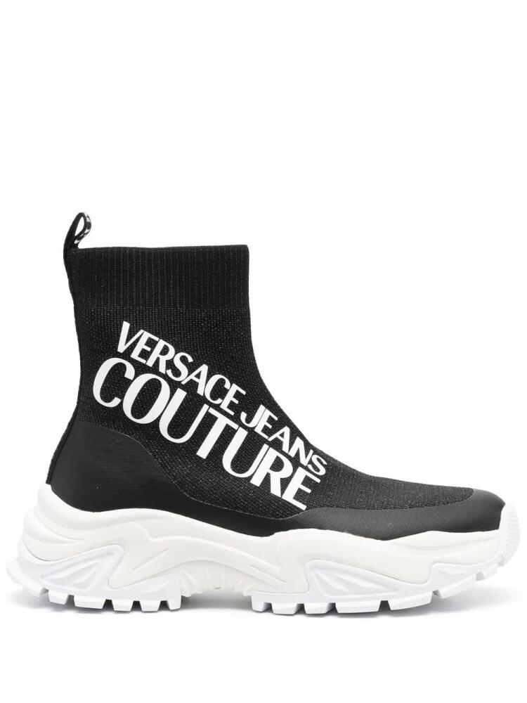 Versace Jeans Couture logo-print sock-style sneakers - Black Cover