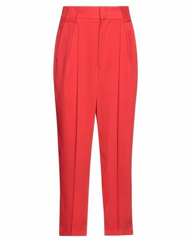 Relish Woman Pants Red Polyester, Elastane Cover