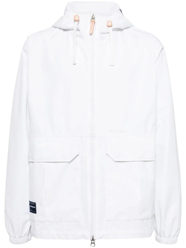 CHOCOOLATE logo-patch zip-up hooded jacket - White Cover