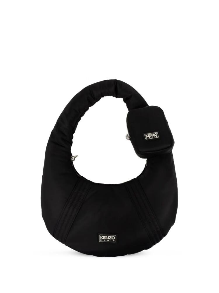 Kenzo logo-appliqué ribbed-detail shoulder bag - Black Cover