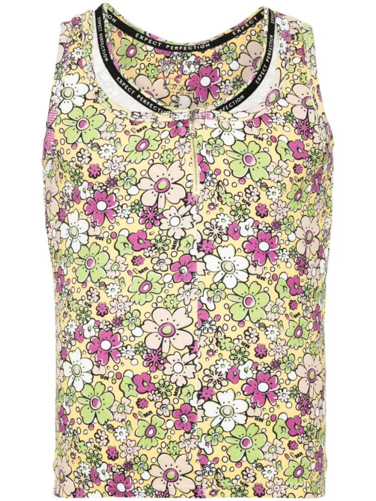 Martine Rose layered floral-print tank top - Yellow Cover