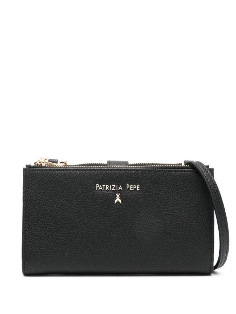 Patrizia Pepe logo-lettering leather wallet - Black Cover