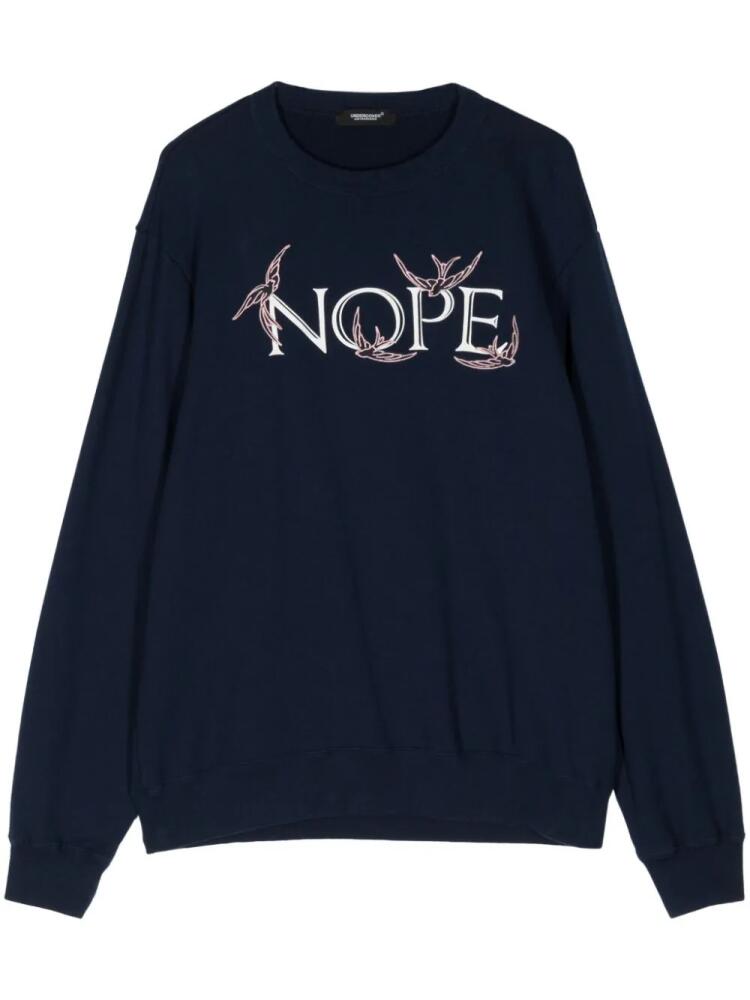 Undercover Nope-print cotton sweatshirt - Blue Cover