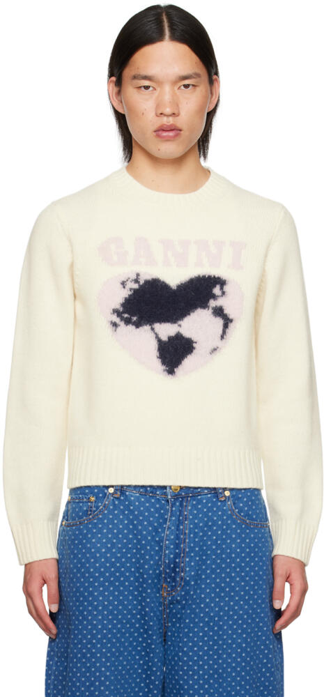 GANNI Off-White Graphic Sweater Cover