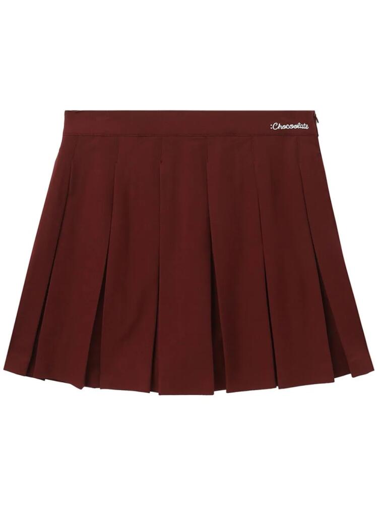 CHOCOOLATE logo-print pleated miniskirt - Red Cover