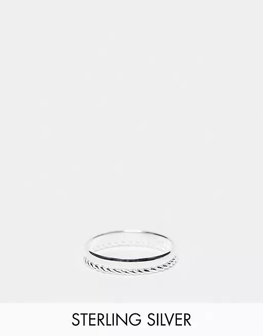 ASOS DESIGN sterling silver band ring with rope detail in silver Cover