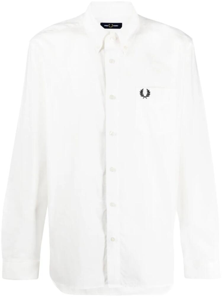 Fred Perry logo-embroidered cotton shirt - White Cover