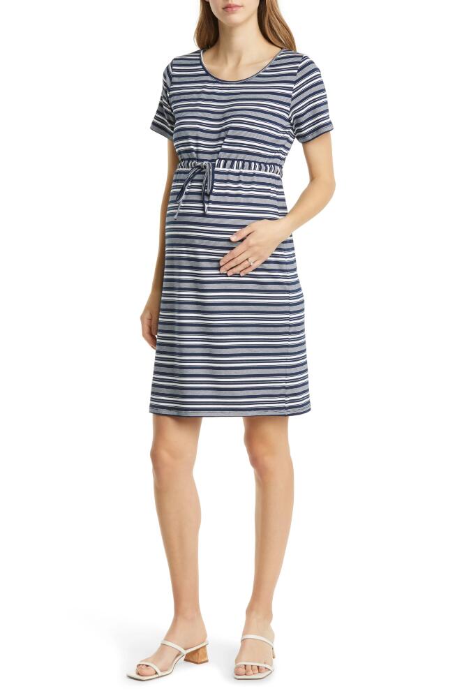 Angel Maternity Stripe Drawstring Maternity Dress in Navy Cover