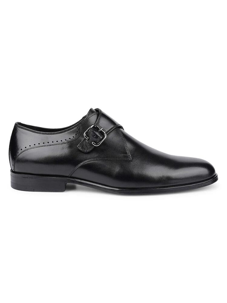 Vellapais Men's Leather Monk Strap Dress Shoes - Black Cover