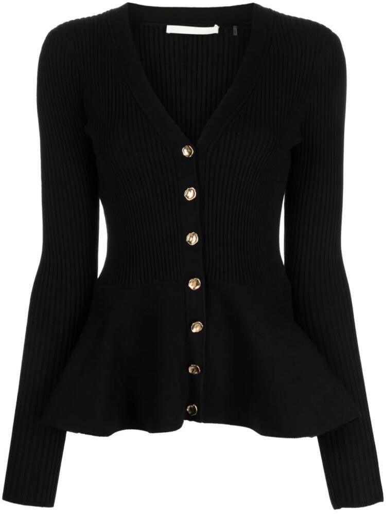 Jason Wu ribbed-knit peplum cardigan - Black Cover