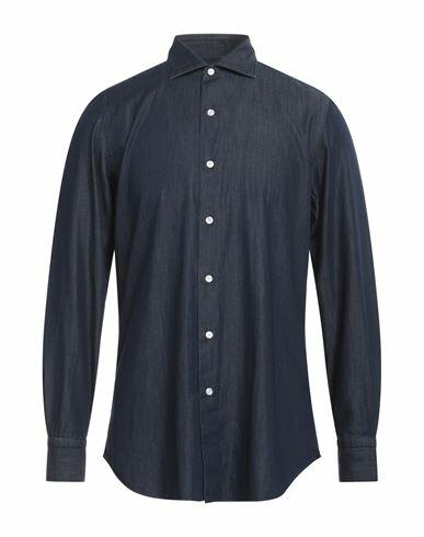 Finamore 1925 Man Denim shirt Blue Cotton Cover