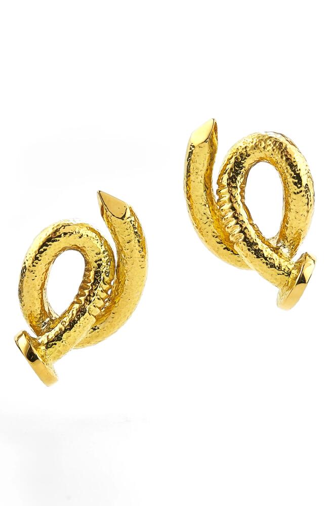 David Webb Hammered Bent Nail Stud Earrings in Yellow Gold Cover