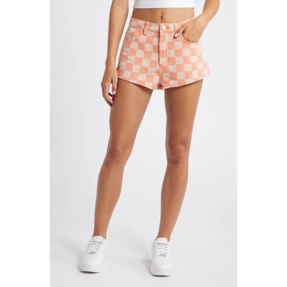 NASTY GAL Checkerboard High Waist Shorts in Orange Cover