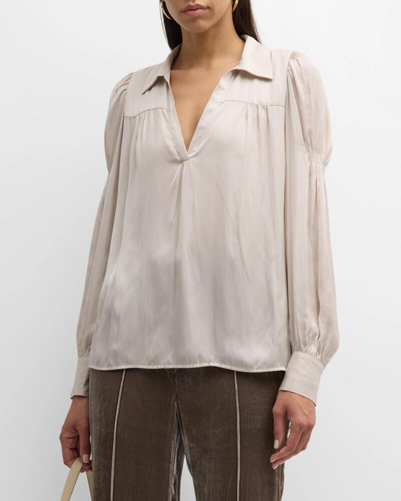 Brochu Walker Anson Ruched Puff-Sleeve Blouse Cover