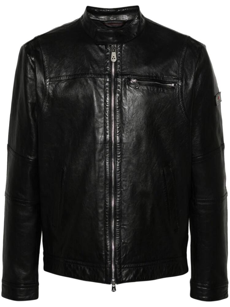 Peuterey logo-patch leather jacket - Black Cover