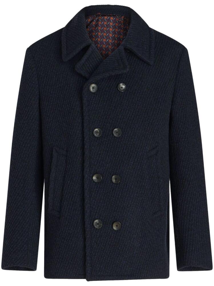 ETRO notched-collar double-breasted coat - Blue Cover