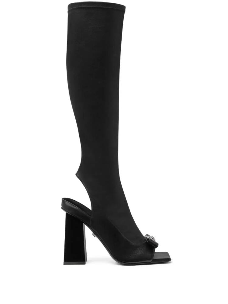 Versace 100mm Medusa-plaque knee-high boots - Black Cover