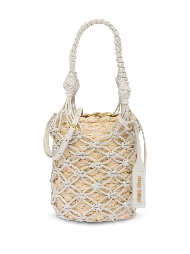 Miu Miu braided-handle bucket bag - Neutrals Cover