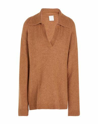 8 By Yoox Brushed Polo Neck Sweater Woman Sweater Camel Recycled polyamide, Viscose, Wool, Elastane Cover