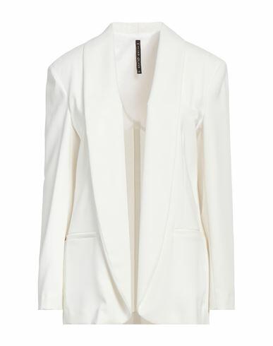 Manila Grace Woman Blazer Off white Polyester, Elastane Cover