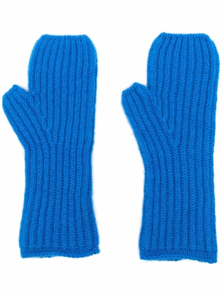 Pringle of Scotland Fisherman's ribbed cashmere gloves - Blue Cover