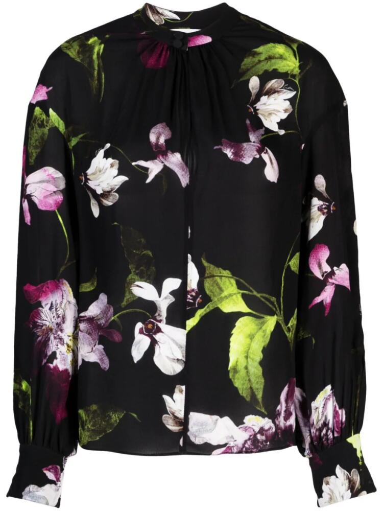 ERDEM floral-print balloon-sleeve blouse - Black Cover