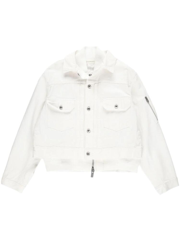 sacai layered denim jacket - White Cover