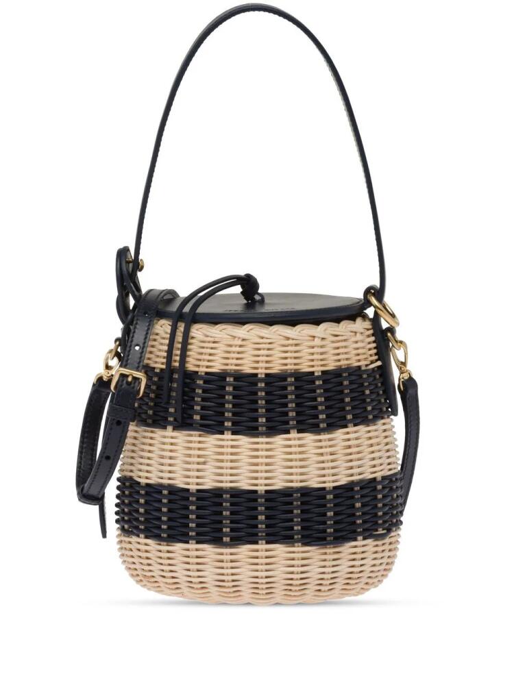 Miu Miu striped woven-wicker bucket bag - Neutrals Cover