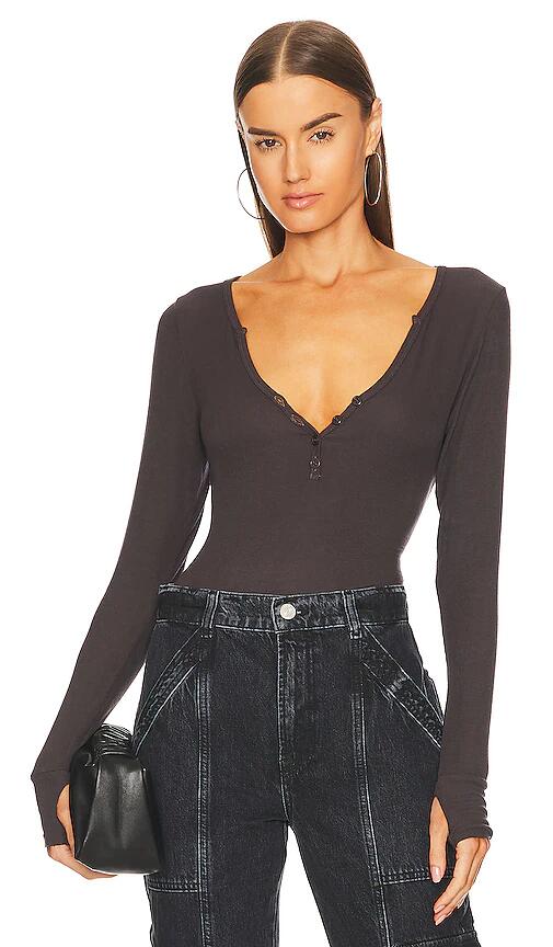 Michael Lauren Tahoe Henley Top in Charcoal Cover