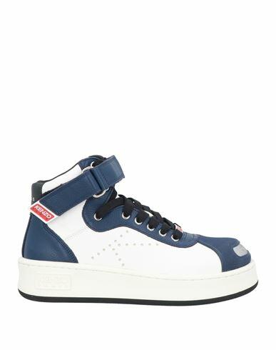 Kenzo Man Sneakers Navy blue Leather, Metal, Plastic Cover