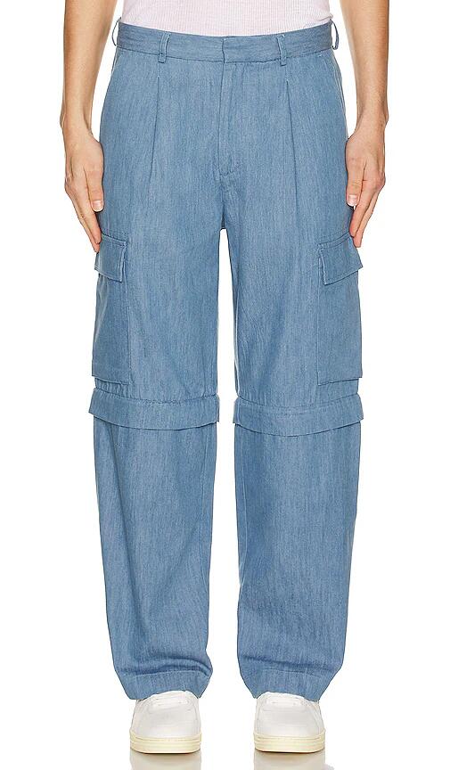 DOUBLE RAINBOUU Cargo Zip Pant in Blue Cover